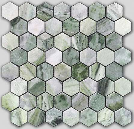 Карамелле Мозаика Pietrine Hexagonal Onice Verde oliva POL hex 23x40x7