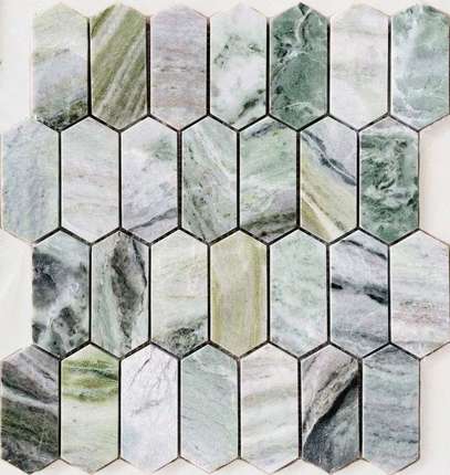 Карамелле Мозаика Pietrine Hexagonal Onice Verde oliva POL long hex 38x86x7