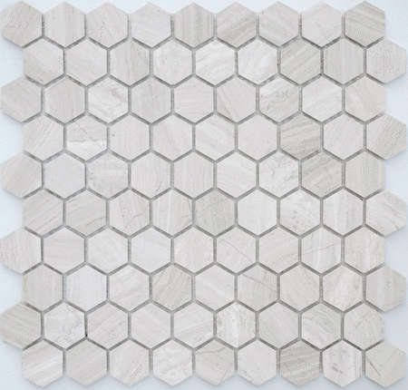 Карамелле Мозаика Pietrine Hexagonal Travertino silver MAT hex 18x30x6