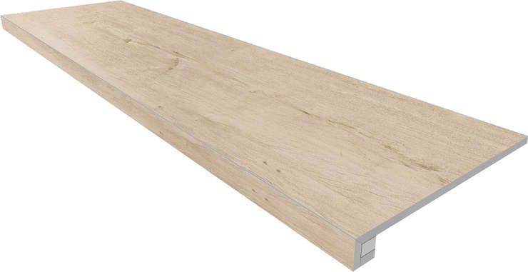 Эстима Soft Wood SF02 Creamy Комплект 33x120 неполоированная с прямоуголым бортиком без насечек + Подступенок 14.5x120