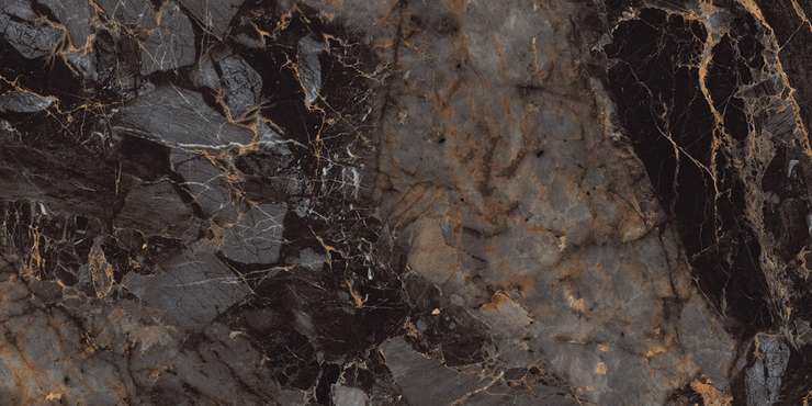 Инфинити керамик Rio Black Glossy Golden Line 60x120 (Полированная c карвинг эффектом)