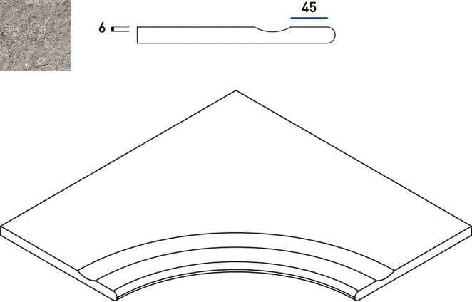 Италон Discover X2 Grey Bordo 60x60 Svasato Angolare Round 30 Бортик Угловой Закругленный С Выемкой