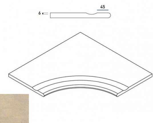 Италон District X2 Сэнд Бортик 60х60 с Выемкой Угловой Закругленный Натуральный