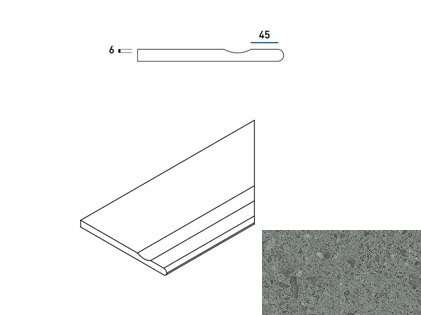 Италон Genesis X2 Сатурн Грэй Бортик 30x60 с Выемкой Закругленный Правый Натуральный