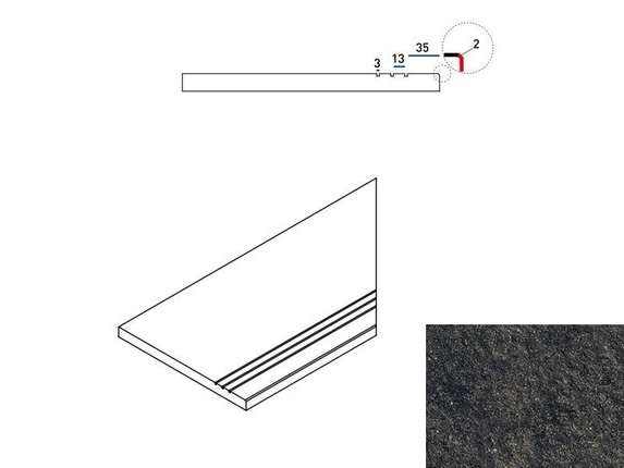 Италон Room X2 Блэк Бортик 30x60 Грип Правая