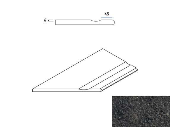 Италон Room X2 Блэк Бортик 30x60 с Выемкой Закругленный Левый Натуральный