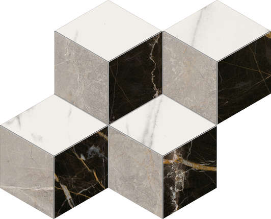 Кеопе Керамиче Elements LUX Mosaico Rombi Port Laurent-Silver Grey- Lincoln Lappato 35.2x30.5
