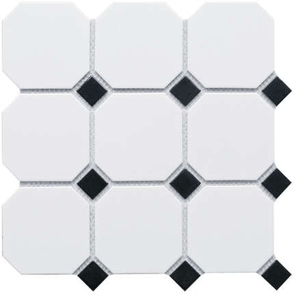 Стармозаик Homework Керамическая Мозаика Octagon big White-Black Matt