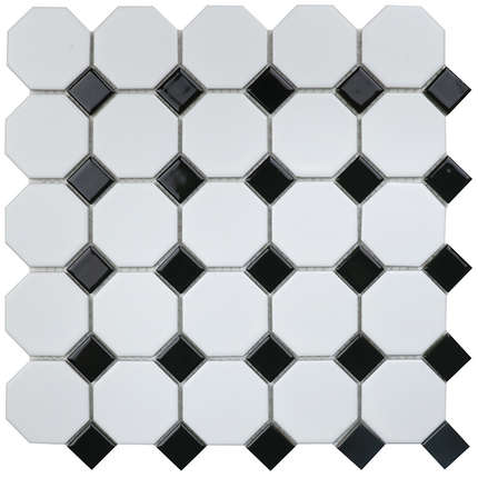 Стармозаик Homework Керамическая Мозаика Octagon small White-Black Matt