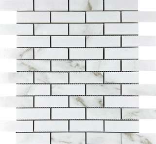 Statuario Eva Mosaic Brick Bone (321x299)