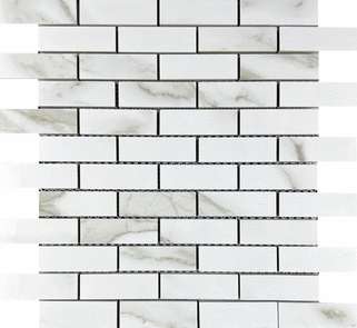 Statuario Eva Mosaic Brick Bone (321x299)