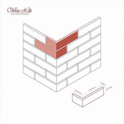 Вайт Хиллс Рейн брик Угловой элемент к плоскости 348-90 Design